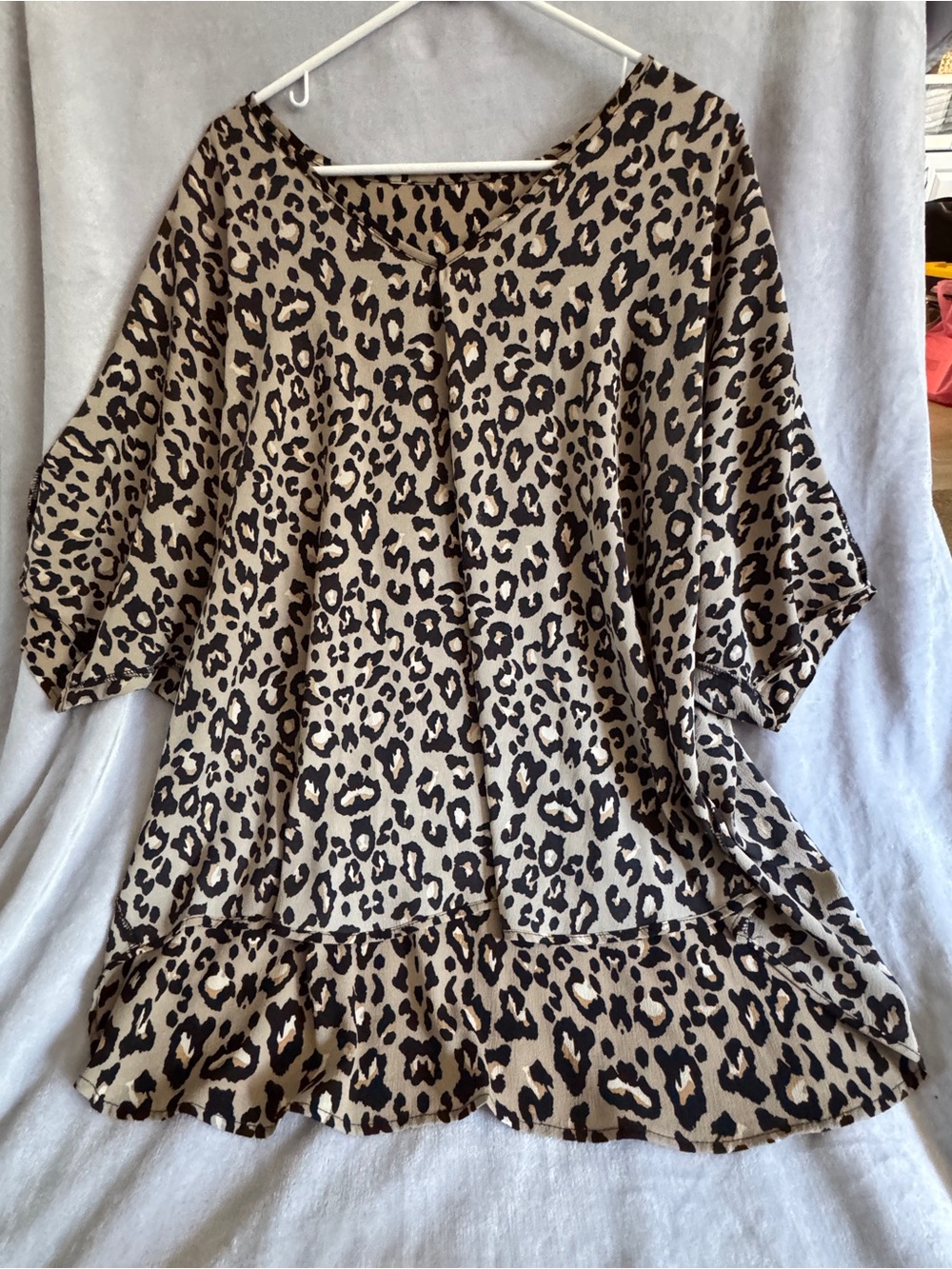 Leopard Print Women's Top - Beige Black